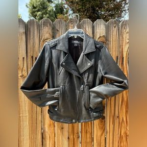 “Vintage” Lucky Brand black leather moto jacket